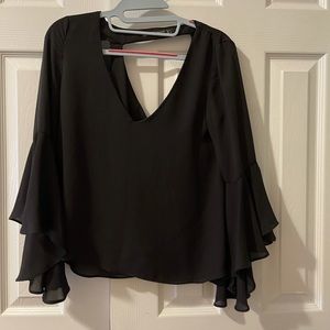 Zara Deep V Black Blouse S